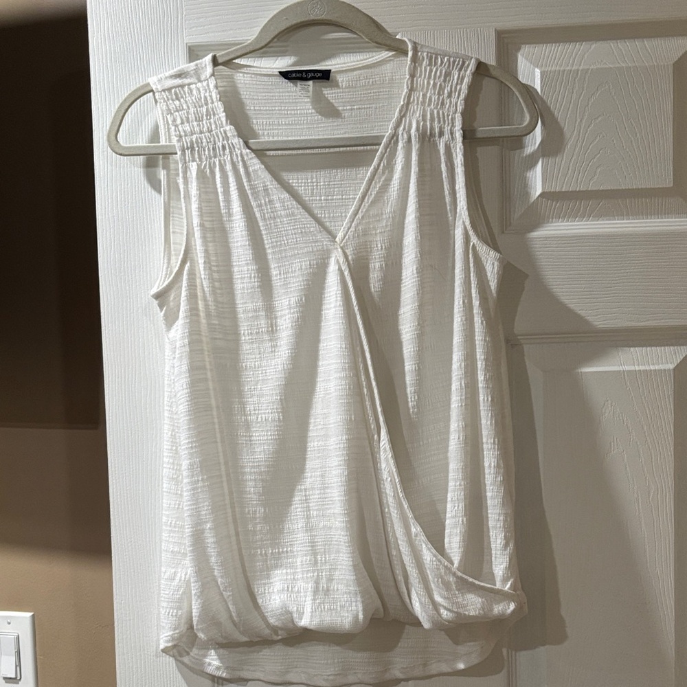 Cable & Gauge Cream Sleeveless Blouse